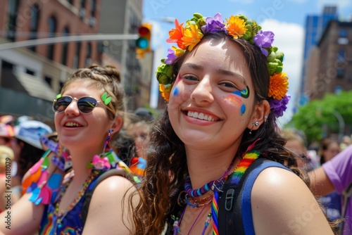 LGBTQ Pride transphobia. Rainbow sensitive colorful gathering diversity Flag. Gradient motley colored apricot LGBT rightsparade transfeminine love pride community