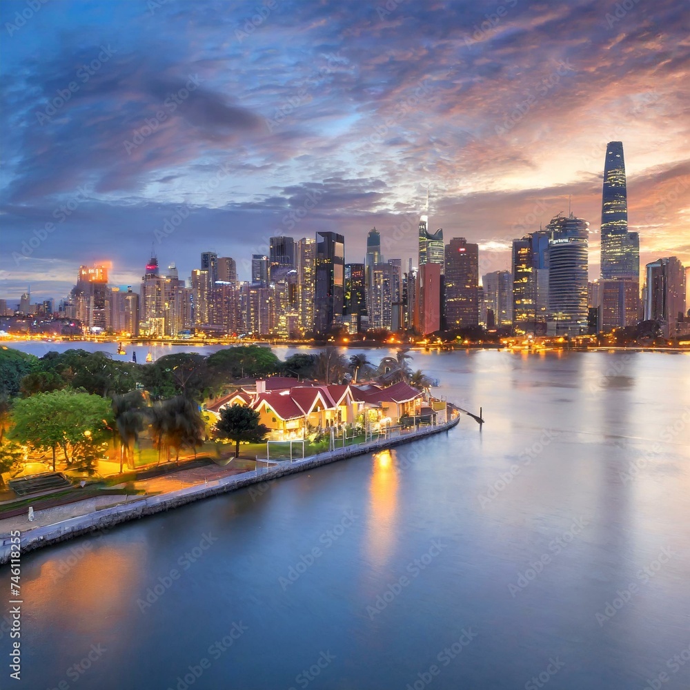 Obraz premium City scape image during sunset