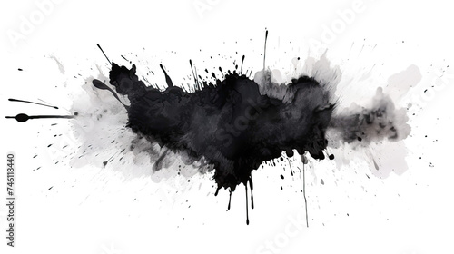 Black Watercolor Paint Splatter on Transparent.png