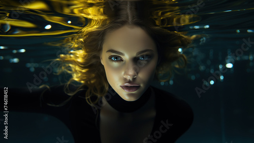 Creative portrait of a woman in water
