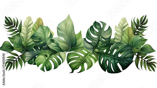 Compotition of tropical leaves on transparent background for 