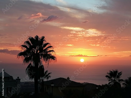 Evening sunset among the landscape of Tenerife