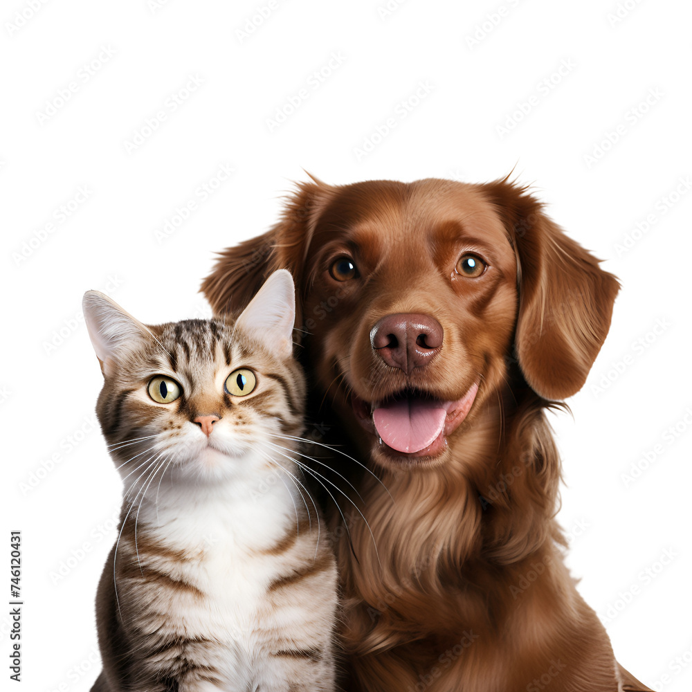 Together in Friendship: A Happy Dog and Cat’s Portrait, Looking at the Camera, Isolated on Transparent Background, PNG Together in Friendship: A Happy Dog and Cat’s Portrait, Looking at the Camera, Isolated on Transparent Background, PNG