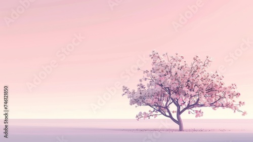 Minimalist Anime Cherry Blossom Tree Background © CommerceAI