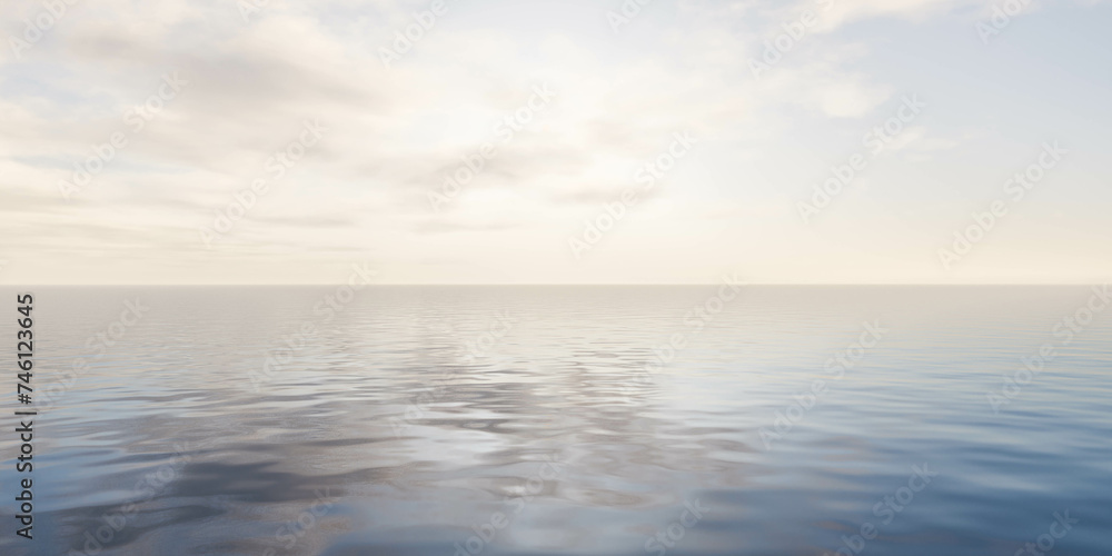Fototapeta premium Large water under cloudy sky 3d render illustration