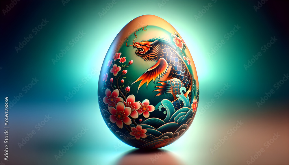 Egg with tattoo on gradient background Egg with tattoo on gradient background