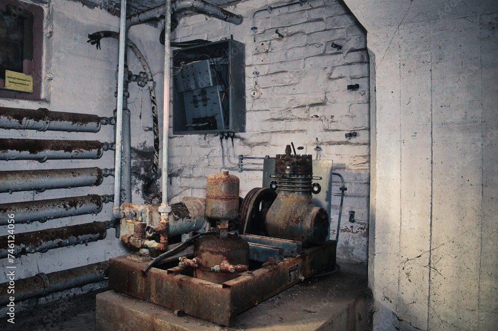 Old Engine in an Abandoned Building - Verlassener Ort - Beatiful Decay - Verlassener Ort - Urbex / Urbexing - Lost Place - Artwork - Creepy - High quality photo