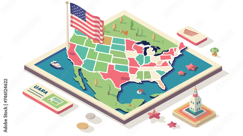 USA concept represented by map and flag icon. isolat