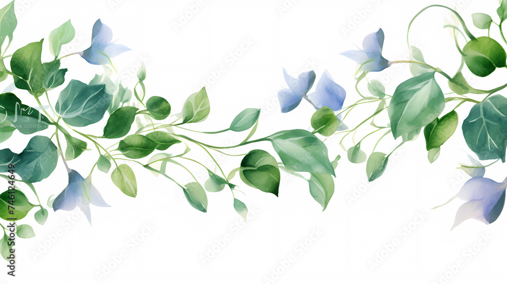 Green leaves watercolor copy space, green leaves with space for text Green leaves watercolor copy space, green leaves with space for text