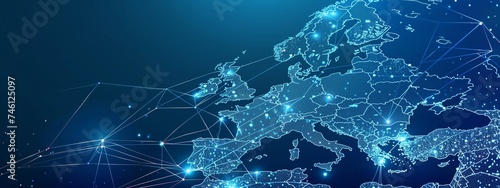 Digital Europe map. Technology concept. Digital connections. Innovations and tech concept.