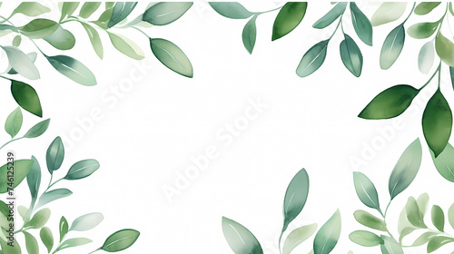 Green leaves watercolor copy space  green leaves with space for text