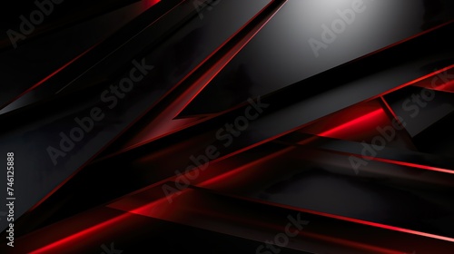 wallpaper; minimalistic background design; reflecting diagonals and futuristic triangular shapes of black color; red LED lights