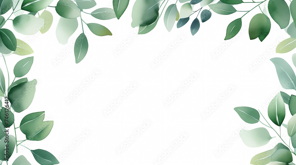 Naklejka premium Hand painted light leaves decorative background