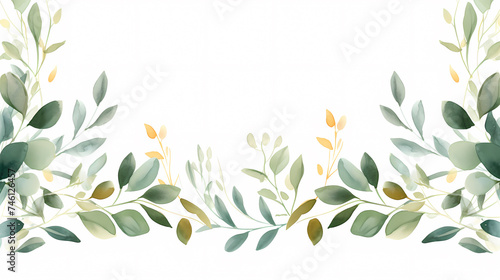 Hand painted light leaves decorative background