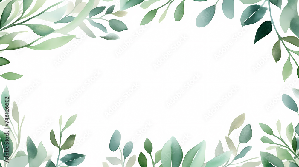 Fototapeta premium Hand painted light leaves decorative background
