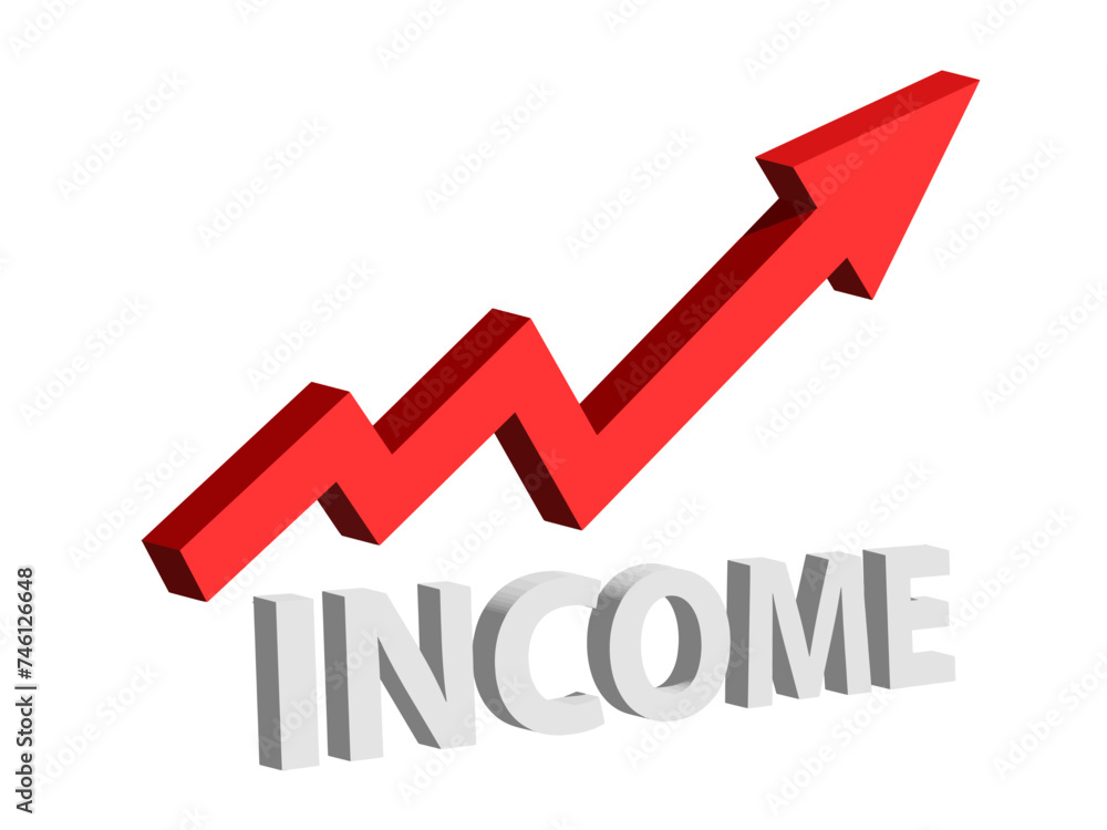 Red arrow 3D up shows increasing income. Conceptual vector illustration Red arrow 3D up shows increasing income. Conceptual vector illustration