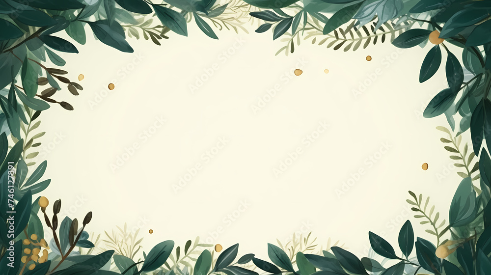 Green leaves in watercolor background Green leaves in watercolor background