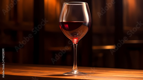 A glass of red wine on the table, commercial shot
