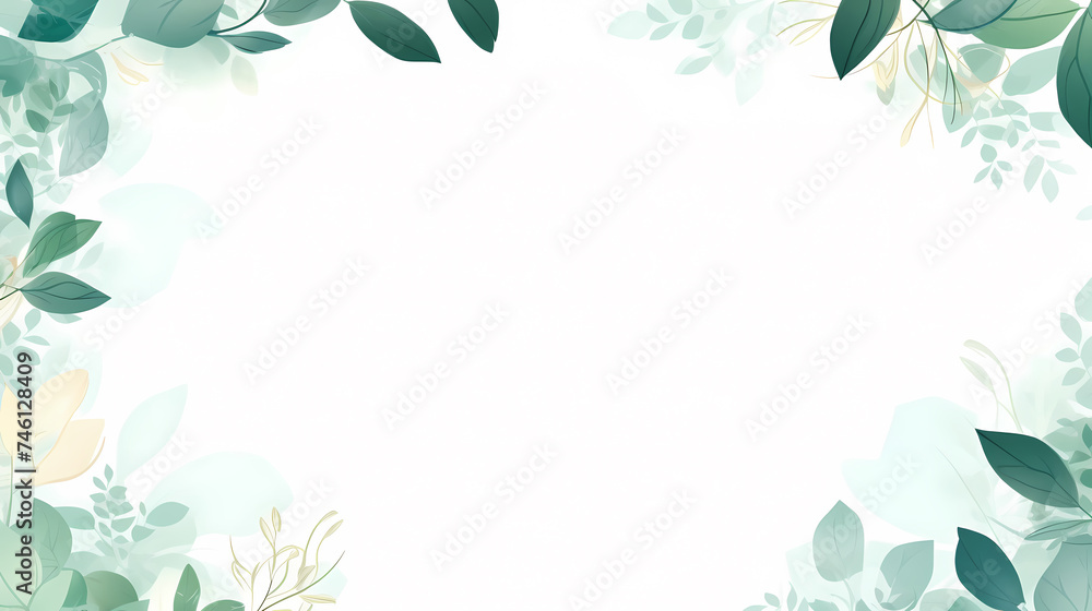 Obraz premium Green leaves in watercolor background