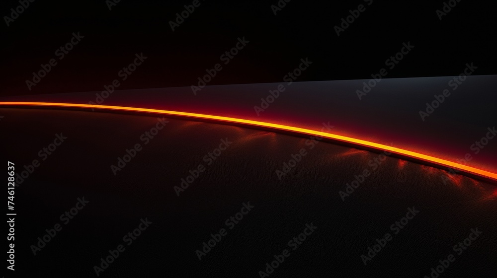 High Angle Midnight Black Background with Vibrant Neon Line