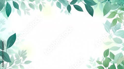 Green leaves in watercolor background