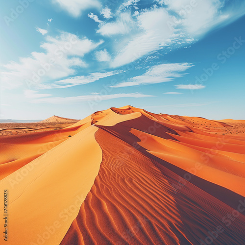 Sweeping Saharan Dunes Under a Clear Blue Sky