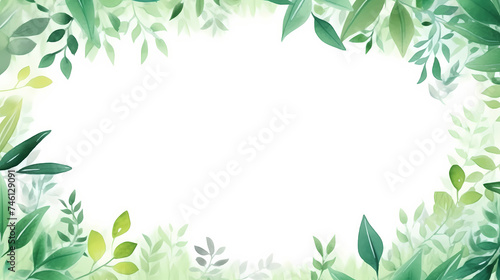 Wallpaper Mural Green leaves in watercolor background Torontodigital.ca