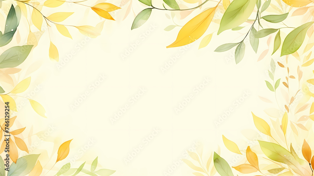 Green leaves in watercolor background Green leaves in watercolor background