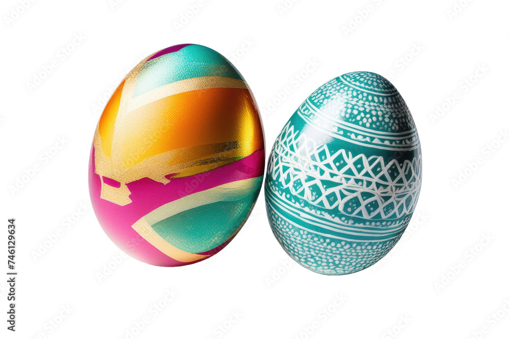 A high quality stock photograph of two easter eggs full body isolated on a white background A high quality stock photograph of two easter eggs full body isolated on a white background