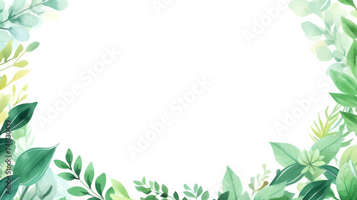 Wallpaper Mural Watercolor floral frame border with green leaves, branches and elements Torontodigital.ca