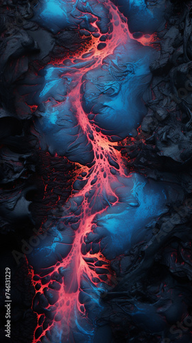 Blue lava bubbling from the earth's core photo
