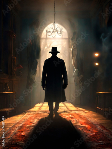 Diverse Detective solving a crime, for mystery book cover.