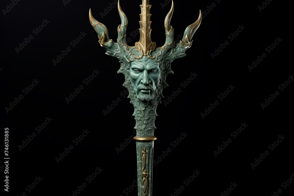 Poseidon trident. Old stone ocean. Generate Ai Poseidon trident. Old stone ocean. Generate Ai