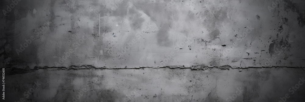 Obraz premium Gray grunge background with scratches dirty grey cement textured wall. Vintage wide long backdrop for design web banner