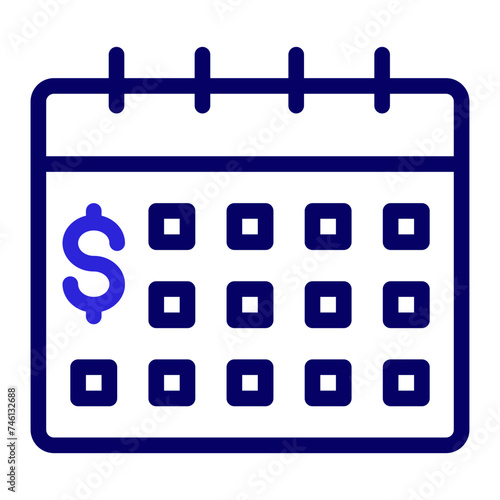 This is the Calendar icon from the Finance icon collection with an Outline Color style