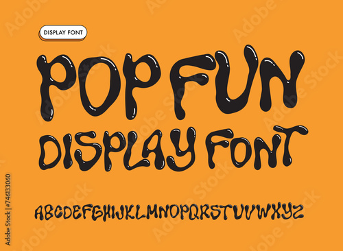 Vector Hand Drawn Alphabet. Trendy Liquid and Groovy Letters. Decorative Artistic Font. Y2K Letters Style.	