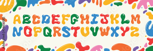 Vector Hand Drawn Alphabet. Trendy Liquid and Groovy Letters. Decorative Artistic Font. Y2K Letters Style.	