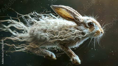 artistic rabbit with long hair