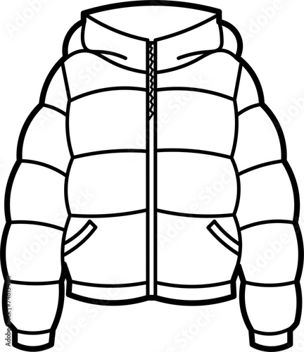 Winter Jacket Outline Vector Illustration