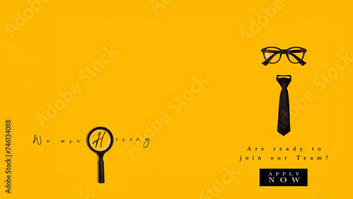 We're hiring, Are you ready to join team, job vacancy social media post, banner design template on a yellow background. 
