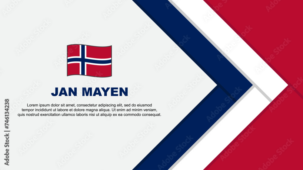 Obraz premium Jan Mayen Flag Abstract Background Design Template. Jan Mayen Independence Day Banner Cartoon Vector Illustration. Jan Mayen Cartoon