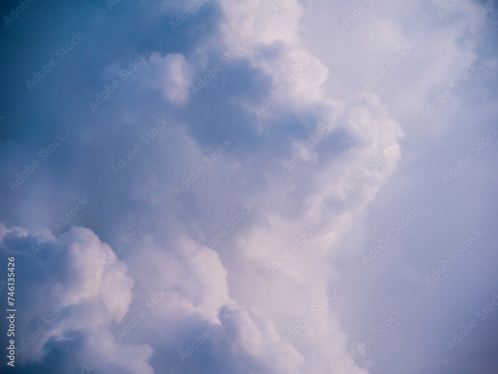 blue big clouds abstract illustration. The light of day in the sky. The composition of the natural sky. Design element.