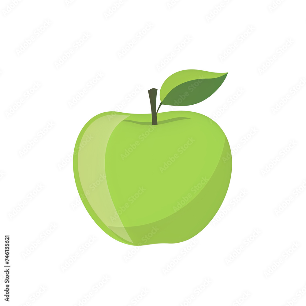 Icon illustration of a green apple, isolated on transparent background Icon illustration of a green apple, isolated on transparent background