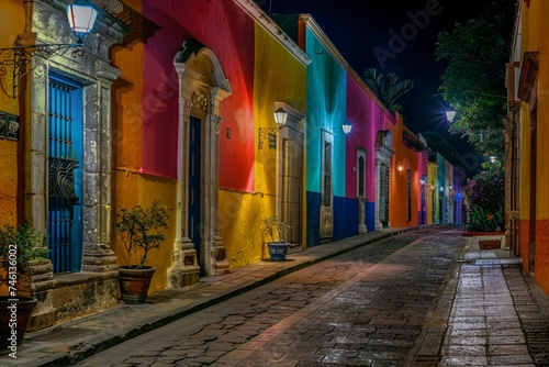 OLD MEXICO CAPITAL STREETS VERY COLORFUL AND AT NIGHT VERY REAL 4K IMAGE