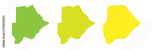 Botswana country black outline and colored country silhouettes in three different levels of smoothness. Simplified maps. Vector icons isolated on white background.