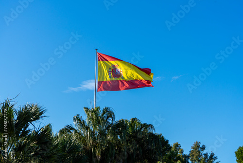 Spanish flag on blue sky
