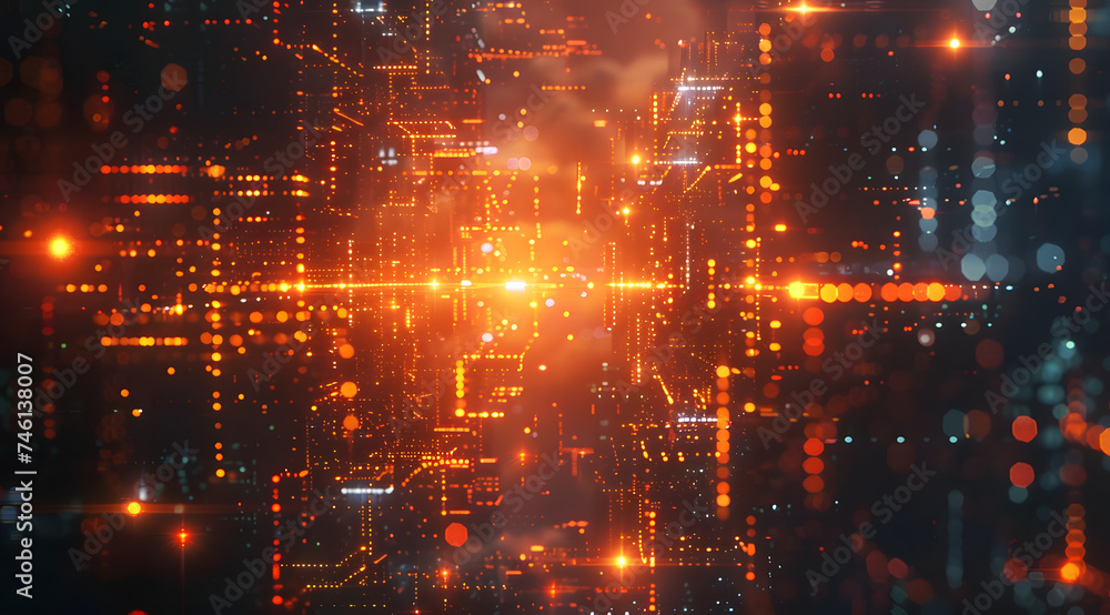 Obraz premium luminous abstract pattern with linear lights in red, orange