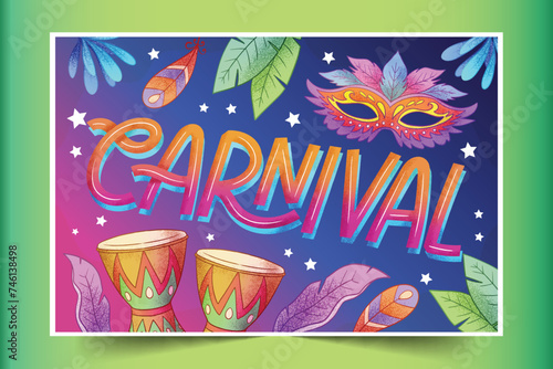 hand drawn carnival lettering template design vector illustration