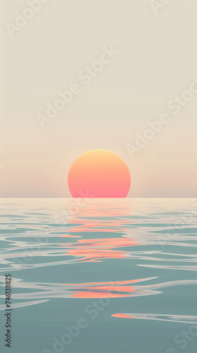 A pastel-colored sunset over the ocean Calmness atmospheric photo footage for TikTok, Instagram, Reels, Shorts © SappiStudio