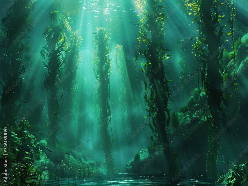 Curated visual reference: Luminous Kelp Forest Ambient Lighting Effects Reference: 6Kelp Forest Underwater Paradise Illuminate The Dense Ethereal Beauty